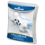 Manhattan Hub, 4x USB 2.0 port, prevednie Dog Bone (psia kosť), biela 161503