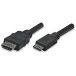 MANHATTAN kabel High Speed HDMI 3D, Mini HDMI Male to Male, stíněný, černý, 1,8m 304955