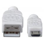 MANHATTAN Kabel propojovací USB 2.0 A Male / Micro-B Male, 1.8 m, bílý