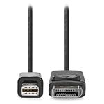 NEDIS kabel mini DisplayPort/DisplayPort 1.2/ zástrčka mini DisplayPort - zástrčka DisplayPort/ 4K/ černý/ CCGL37400BK10