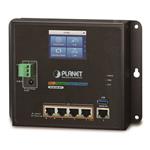 Planet WGR-500-4PV, průmyslový PoE router, 1xWAN 1Gbps, 4xLan 1Gbps, PoE 802.3at do 120W, -10 až 60°C, touch LCD
