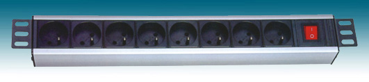 PremiumCord 19" PDU, 1.5U, 8x230V, 2m kabel Euro, vypínač PDU-F15G08S