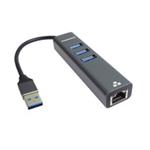 PremiumCord adaptér USB3.0 -> LAN RJ45 ETHERNET 10/100/1000 MBIT + 3x USB3.0 port kuethernet7
