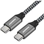 PREMIUMCORD Kabel USB-C (USB 3.2 Gen 2, 3A, 60W, 20Gbit/s) bavlněný oplet, 1,5m ku31cr15