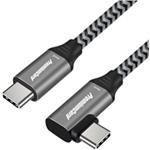 PREMIUMCORD Zahnutý kabel USB-C (USB 3.2 Gen 2, 3A, 60W, 20Gbit/s), hliníkové krytky konektorů, 0,5m ku31cu05