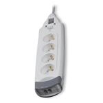 Prepäťová ochrana Belkin SurgeMaster, biela, 4 zásuvky, ochrana Tel(RJ11), 2m kábel