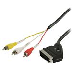 ROZBALENÉ - VALUELINE přepínací kabel SCART – RCA/ zástrčka SCART – 3× zástrčka RCA/ černý/ 2m