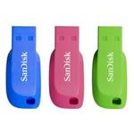SanDisk Cruzer Blade - Jednotka USB flash - 16 GB - USB 2.0 - modrá, zelená, růžová (balení 3) SDCZ50C-016G-B46T