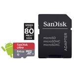SanDisk Ultra microSDXC 64 GB 80 MB/s Class 10 UHS-I, Android, Adapter 139728