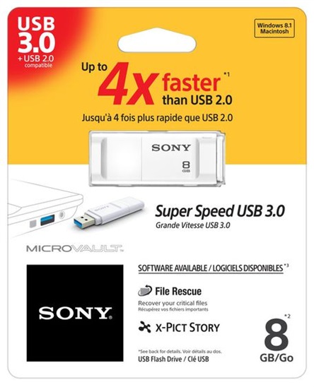 Sony Flash USB 3.0 Micro Vault - X, 8GB, bílá USM8GXW