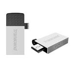 Transcend 32GB JetFlash 380S, USB 2.0/microUSB flash disk, OTG, malé rozměry, stříbrně obarvený kov TS32GJF380S