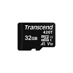 Transcend 32GB microSDHC420T UHS-I U1 (Class 10) V10 A1 3K P/E paměťová karta, 95MB/s R, 70MB/s W, černá, t TS32GUSD420T