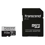 Transcend 512GB microSDXC 340S UHS-I U3 V30 A2 3D TLC (Class 10) paměťová karta (s adaptérem), 160MB/s R, TS512GUSD340S