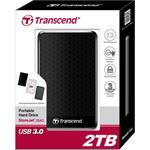 Transcend StoreJet 25A3 - Pevný disk - 2 TB - externí (přenosný) - 2.5" - USB 3.0 - černá TS2TSJ25A3K