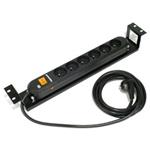 TRITON 19" rozvodný panel 6x230V-3m, vypínač+ochrana, vč. vaničky