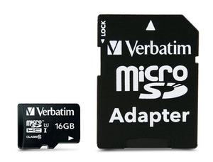 Verbatim Micro Secure Digital Card, 16GB, micro SDHC, 44082, UHS-I U1 (Class 10), s adaptérom