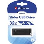 Verbatim Store & Go Slider flashdisk 32GB, čítanie 10mb/s, zápis 4MB/s, čierny 98697