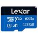 128GB Lexar® Blue Plus microSDHC UHS-I with SD adapter, up to 170MB/s read C10 A1 V10 U1 LMSBLPL128G-BNANG