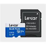 128GB Lexar® Blue Plus microSDHC UHS-I with SD adapter, up to 170MB/s read C10 A1 V10 U1 LMSBLPL128G-BNANG