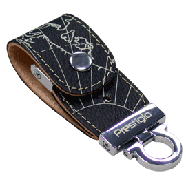 16 GB . USB kľúč . Prestigio Black Leather, čierna koža, zamat..krabička PLDF16GBMAPBLACK