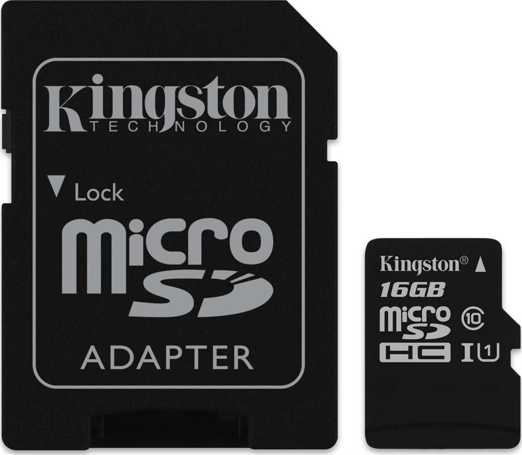 16GB microSDHC Kingston UHS-I U1 45R/10W SDC10G2/16GB