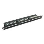 19" Patch panel LYNX 24port, STP, Cat6, 30µm, duální svorkovnice, černý LX24SL-C6-BK
