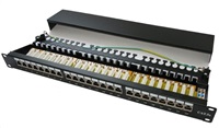 19" Patch panel XtendLan 24port, STP, Cat5E, krone, černý - LED vyhledávání XL-PP19-24C5ESD-LED