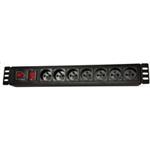 19" rozvodný panel LEXI-Net 7x230V, ČSN, vypínač, proudová ochrana, kabel 3m, 1,5U NAPPAN2237B