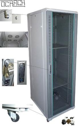 19" stojanový rozvaděč - skleněné dveře 30U 600x800 + ventilátor + černý 9425BK