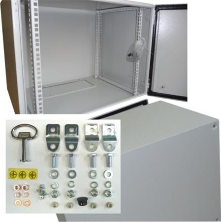 19" venkovní rozvaděč 9U/420mm plechové dveře 9052