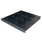 19" ventilační jednotka, 6 ventilátorů, LCD display, termostat, hloubka 500mm, černá SFAN1U6T-B-EK