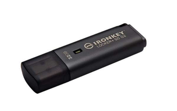 32 GB . USB 3.2 kľúč . Kingston IronKey Locker+ 50 G2, strieborný ( r145MB/s, w115MB/s) IKLP50G2/32GB