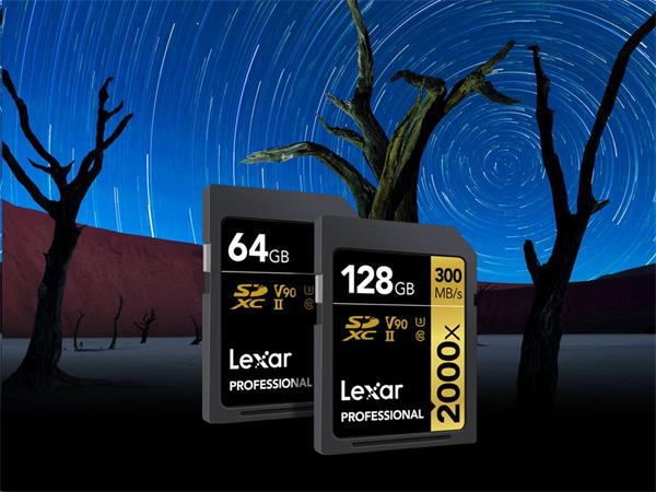 32GB Lexar® Professional 2000x SDHC™ UHS-II cards, up to 300MB/s read 260MB/s write C10 V90 U3 LSD2000032G-BNNNG