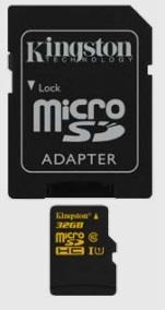 32GB microSDHC UHS-I Kingston 90R/45W class 10 SDCA10/32GB