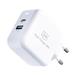 3mk cestovní nabíječka Hyper Charger 68W, GaN, 1x USB-C (PD), 1x USB bílá 5903108515153