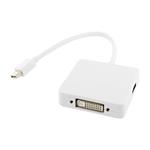 4World Adaptér mini DisplayPort [M] > DisplayPort[F] + DVI-I[F], biely 08727