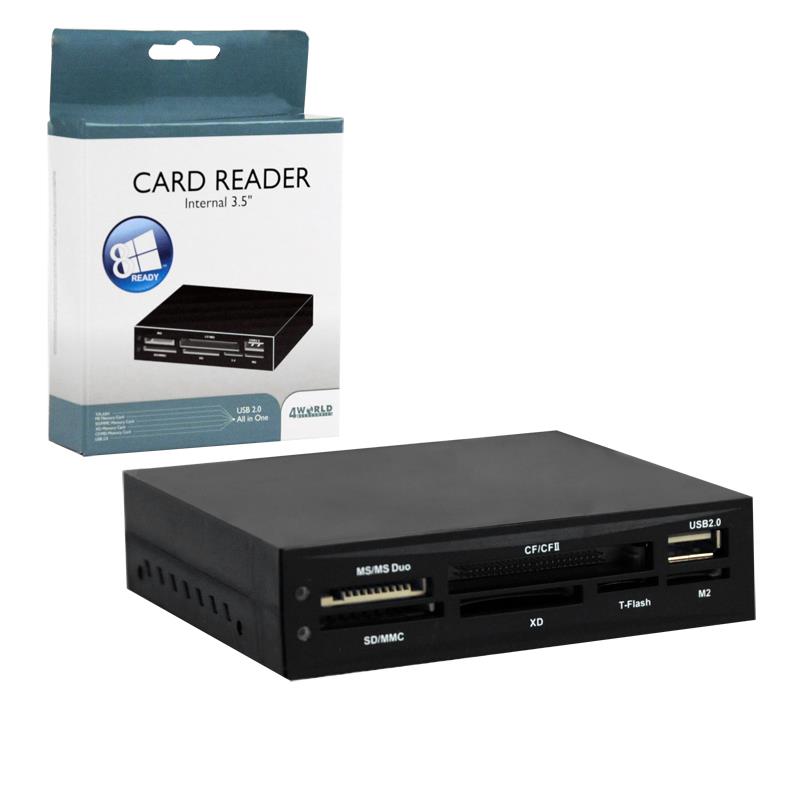 4World čítačka flash kariet vnútorná 3,5'' 24w1, čierna