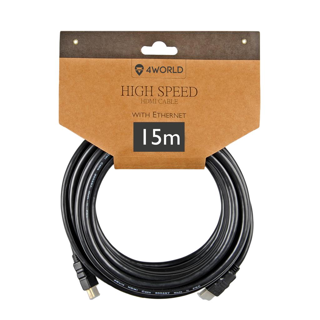 4World Kabel HDMI - HDMI High Speed s Ethernet (v1.4), 3D, HQ, BLK, 15m 10348