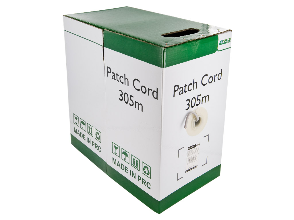 4World Kábel Patch FTP,'' kat.5e'', drôt, 4x2 CCA(Cu+Al), krabica 305 m, šedá 06105