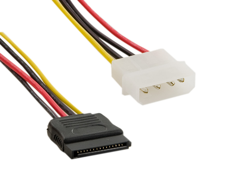 4World napájací kábel MOLEX - SATA F/M 15 cm