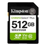 512 GB .SDXC karta Kingston Canvas Select Plus SD U3, V30 (r150MB/s) SDS3/512GB