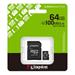 64 GB . microSDXC karta Kingston Canvas Select Plus U1, V10, A1 (r/w 100MB/s) + adaptér SDCS3/64GB