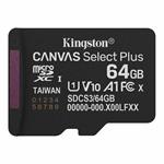 64 GB . microSDXC karta Kingston Canvas Select Plus U1, V10, A1 (r/w 100MB/s) SDCS3/64GBSP