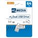 64GB USB Flash 2.0 MyDual stříbrný, USB-C/USB-A, MyMedia 0023942692676