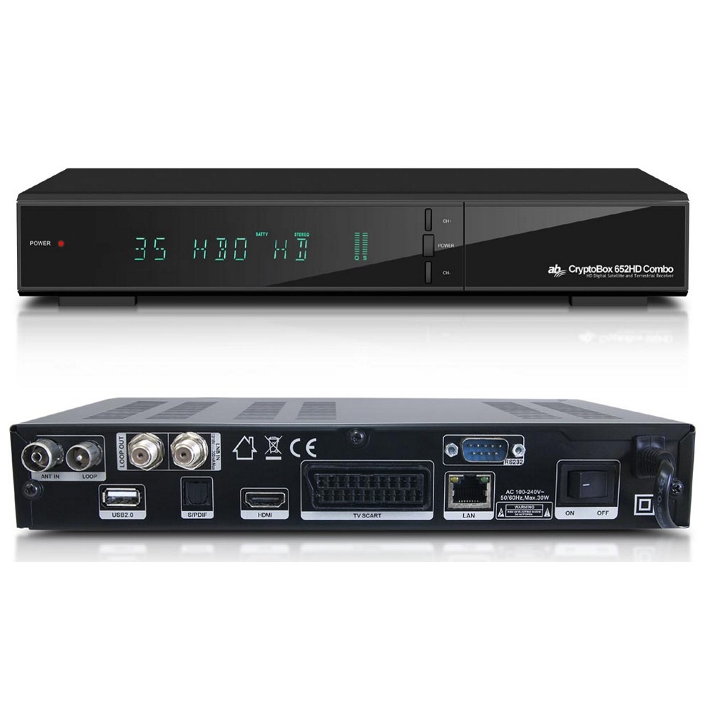 AB DVB-S2/T2 přijímač Cryptobox 652HD Combo/ Full HD/ čtečka karet/ 2x USB/ HDMI/ SCART/ LAN/ PVR/ CI+RS232/ DBSABHC012