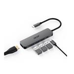 Acer 5IN1 Type- C dongle, 1x HDMI (až 3840x2160@60hz), 3x USB 3.0 5Gbps ports, 1x Type-C up to 100W PD port (host)