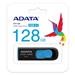 ADATA Flash disk 128GB UV128, USB 3.1 Dash Drive (R:90/W:40 MB/s) čierna/modrá AUV128-256G-RBE