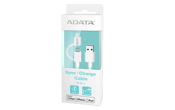 ADATA Lightning/MicroUSB kabel MFi 2v1 bílý AMFI2IN1-100CM-CWH