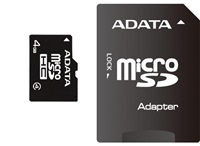 ADATA Micro SDHC karta 4GB Class 4 + SD adaptér AUSDH4GCL4-RA1