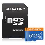 ADATA MicroSDXC 512GB UHS-I 100/25MB/s + adapter AUSDX512GUICL10A1-RA1